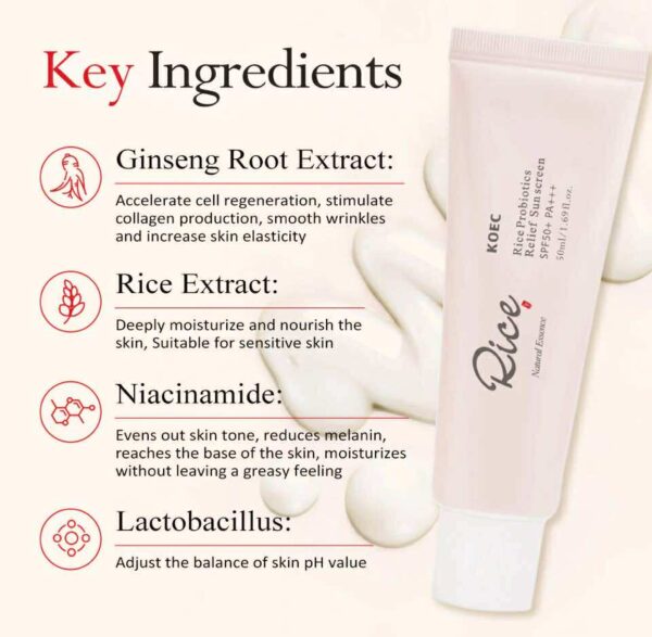 Rice daily relief face sunscreen SPF50+