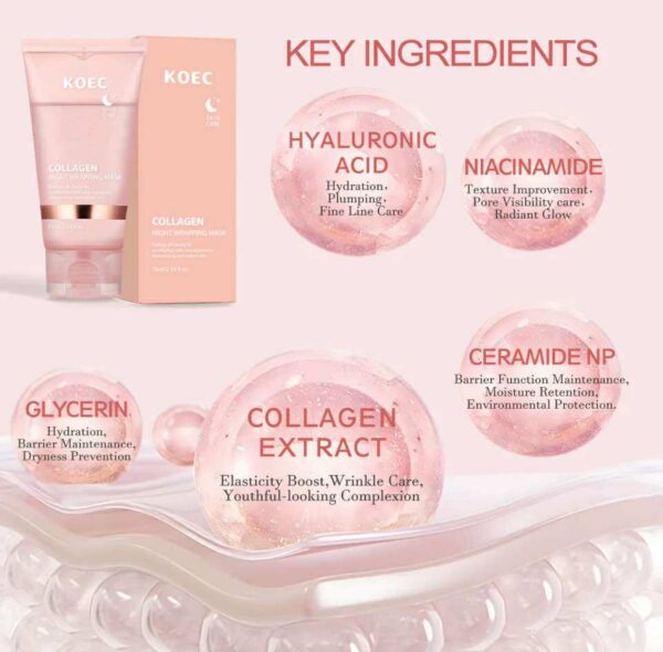 Collagen night wrapping mask with brush